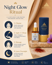 Load image into Gallery viewer, How to use Anaghaya Kumkumadi Face Serum as a night glow skincare ritual