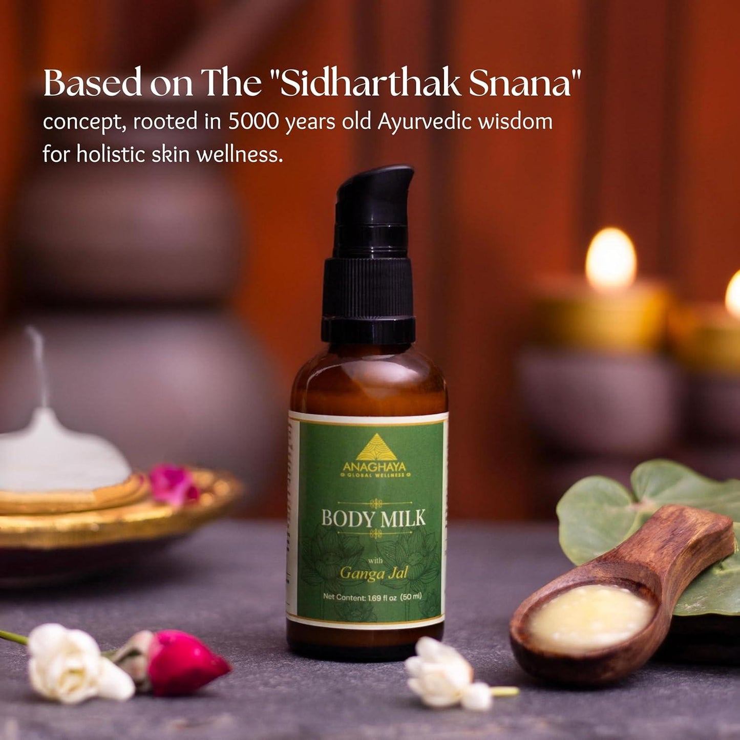Anaghaya Ayurvedic Body Milk – Hydrating Lotion with A2 Ghee & Ganga Jal