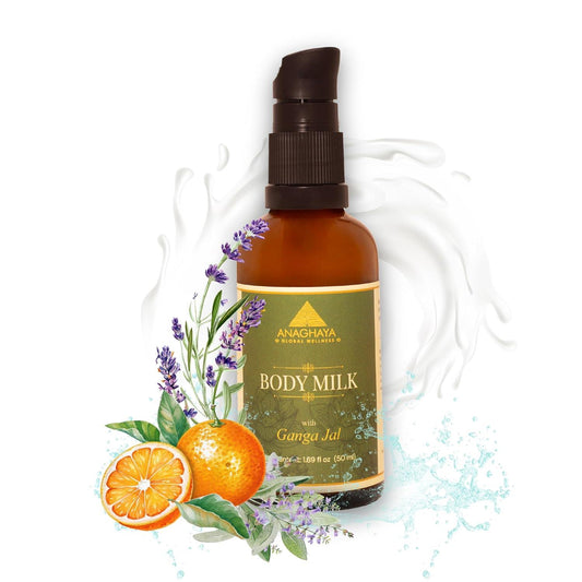 Anaghaya Ayurvedic Body Milk with A2 Ghee and Ganga Jal for dry skin hydration