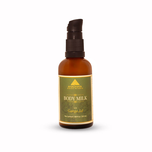 Anaghaya Ayurvedic Body Milk with A2 Ghee and Ganga Jal for dry skin hydration