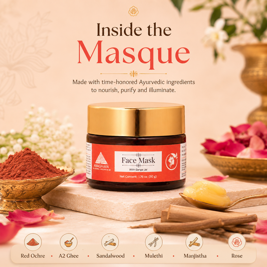 Anaghaya Illuminating Face Masque | A2 Ghee & Red Ochre Brightening Ubtan