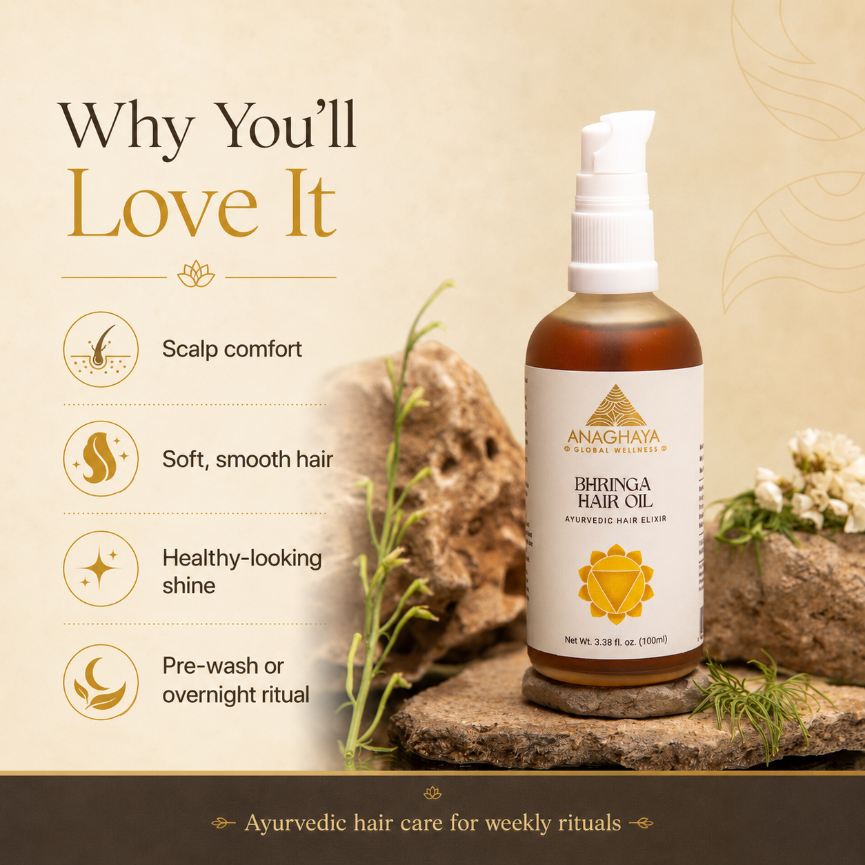 Anaghaya Bhringa Hair Oil with Bhringraj & Amla | Ayurvedic Hair Elixir